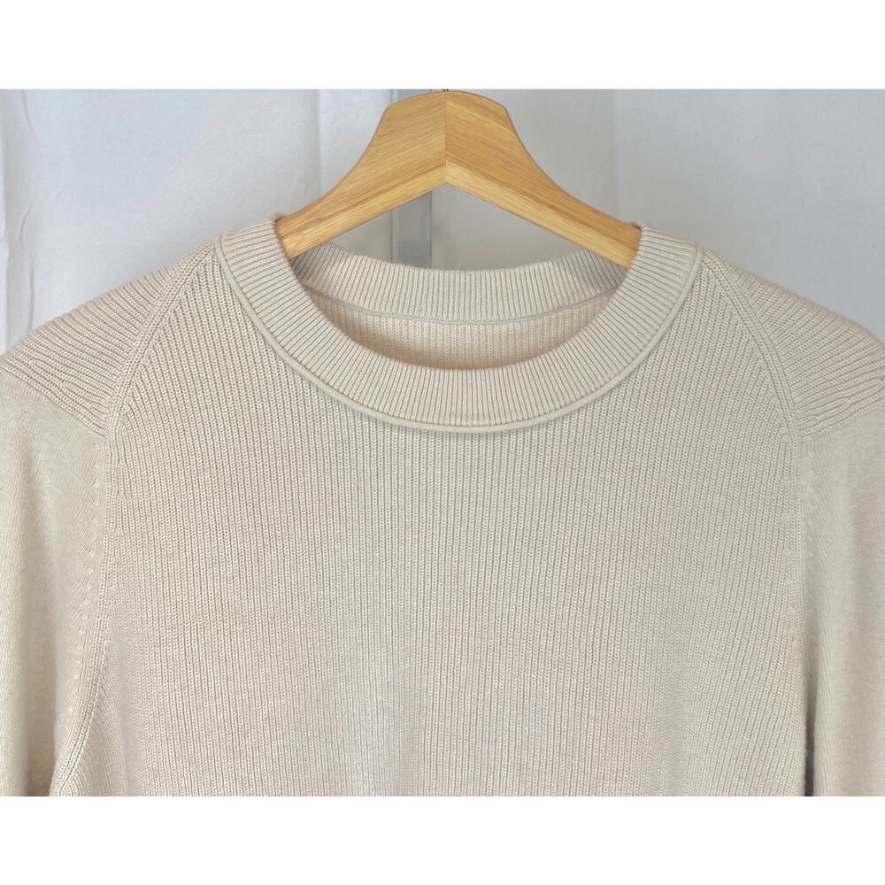 LULULEMON Take It All In Cotton Blend Sweater W3JHCS White Opal Beige Size L - Picture 3 of 8